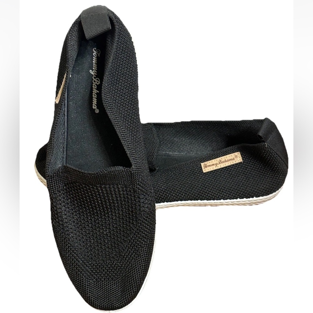 TOMMY BAHAMA Slip On Shoes Womens 8 Memory Foam Knit Loafers Black